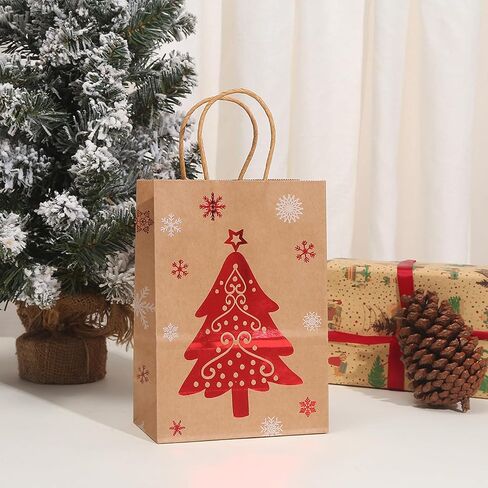 HAJCWH 18 PCS Christmas Party Supplies Party Bags,Candy Bags for Christmas Party,Paper Tote Bags Party Favor Bags for Kids Christmas Party Supplies Decorations. in Saudi Arabia