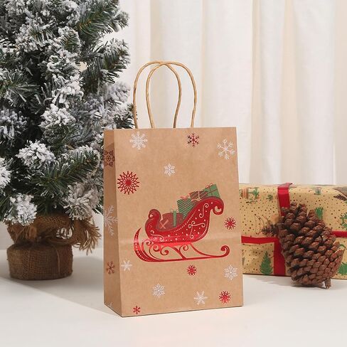 HAJCWH 18 PCS Christmas Party Supplies Party Bags,Candy Bags for Christmas Party,Paper Tote Bags Party Favor Bags for Kids Christmas Party Supplies Decorations. in Saudi Arabia
