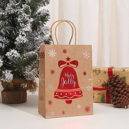 HAJCWH 18 PCS Christmas Party Supplies Party Bags,Candy Bags for Christmas Party,Paper Tote Bags Party Favor Bags for Kids Christmas Party Supplies Decorations. in Saudi Arabia