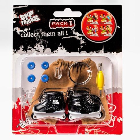 جريب اند تريكس - حذاء تزلج فري ستايل بلون اسود مع ادوات تزلج دوارة للاصابع واكسسوارات صغيرة للاصابع - عبوة لعبة اصبع واحدة للاطفال من سن 6 سنوات فما فوق in Kuwait