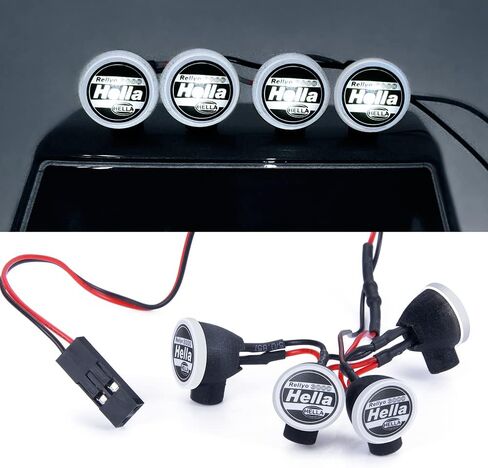 1/24th RC Car Headlights with Sticker LED Round Roof Lights for Axial SCX24 C10 AXI00001 Bronco AXI00006 RC Crawler Car Upgrades in Saudi Arabia