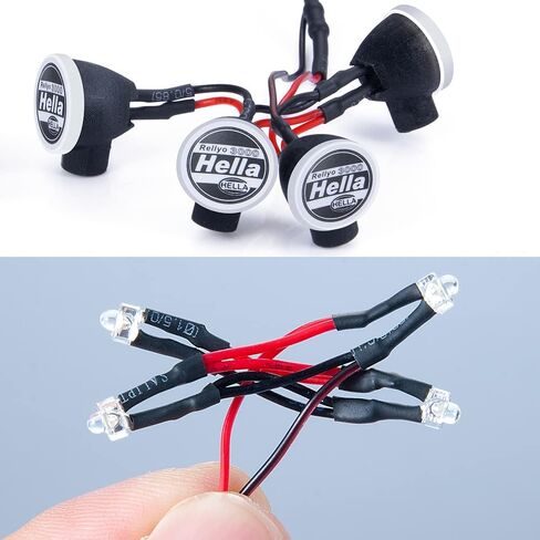 1/24th RC Car Headlights with Sticker LED Round Roof Lights for Axial SCX24 C10 AXI00001 Bronco AXI00006 RC Crawler Car Upgrades in Saudi Arabia