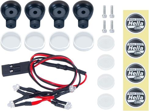 1/24th RC Car Headlights with Sticker LED Round Roof Lights for Axial SCX24 C10 AXI00001 Bronco AXI00006 RC Crawler Car Upgrades in Saudi Arabia
