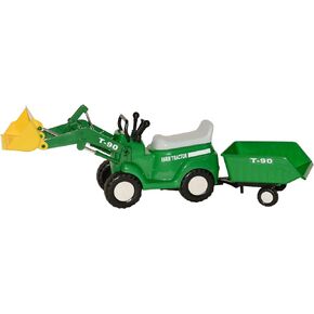 Skyteam Farm Tractor with Big Scoop and Removable Trailer Ride-On | Free wheeling| Realistic Engine Sound,Green, Large
