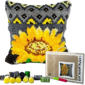 YP Latch Hook Kits for Kids and Adults DIY Throw Pillow for Home Decoration Halloween Bucket Cover Cushion Cover Hand Craft Crochet for Festival Gift,17" X 17" in Kuwait