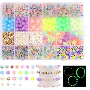 Miss Rabbit 24 Color Pony Beads for Jewelry Making, Hair Beads for Braids with Hair Beaders, Rainbow Kandi Bracelets Kit for Bracelet Making for Women DIY Crafts Friendship Bracelets Making Kit Gift in Kuwait