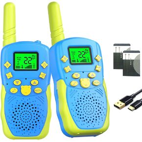 Rechargeable Walkie Talkies for Kids 22 Channels 2 Way Radio Toy with 2×1200mAh Lithium Battery Backlit LCD Flashlight 3 KM Long Range for Boys Girls Birthday (Black) in Saudi Arabia