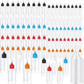 Uiifan 100 Pcs Precision Tip Applicator Bottle 5 Lid Color 15ml and 30ml Fine Needle Tip Squeeze Bottle Glue Bottle with Mini Funnel for DIY Paint Paper Quilling Craft Glue Ink Liquid Acrylic Painting in Saudi Arabia