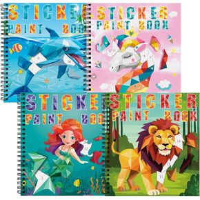 homicozy 4PCS كتب الطلاء ملصقات للأطفال الذين تتراوح أعمارهم بين 4-10، ديناصور رائد الفضاء المحيط الحيوانات تصاميم الطلاء عن طريق الملصقات، ملصق بالأرقام، هدايا عيد ميلاد الحزب للأولاد 4-10، إنشاء 40 صورة في وقت واحد in Kuwait