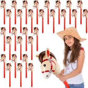 Chivao 30 Pack Inflatable Stick Horse Toy Horse on a Stick Horse Stick Toy Horse Head Stick Balloon Bulk for Cowgirl Cowboy Western Themed Birthday Party Baby Shower Decorations, 37 Inch (Pink) in Saudi Arabia