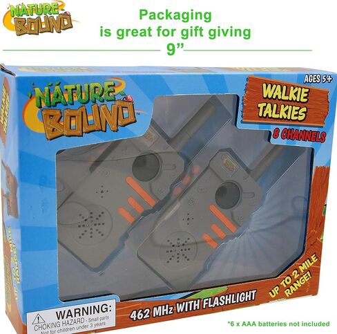 Nature Bound Walkie Talkies for Kids with Up to Two Mile Range and Built in Flashlight, 462 mhz, Set to Two, Belt Clips, for Boys and Girls Ages 5+, Grey in Saudi Arabia