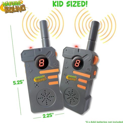 Nature Bound Walkie Talkies for Kids with Up to Two Mile Range and Built in Flashlight, 462 mhz, Set to Two, Belt Clips, for Boys and Girls Ages 5+, Grey in Saudi Arabia