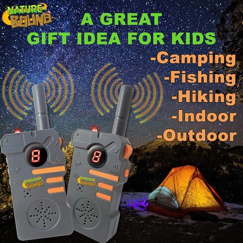 Nature Bound Walkie Talkies for Kids with Up to Two Mile Range and Built in Flashlight, 462 mhz, Set to Two, Belt Clips, for Boys and Girls Ages 5+, Grey in Saudi Arabia