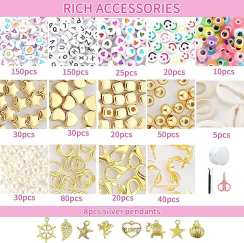 17280 قطعة من الخرز الزجاجي لمجموعة صنع المجوهرات، 144 لونًا من الخرز الصغير 4 مم مع ملحقات لصنع الأساور والخواتم والقلائد، DIY، هدية، حرفية in Kuwait