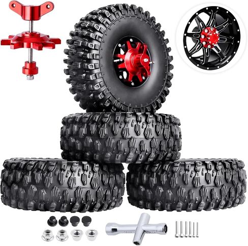 HobbyPark 2.2 Beadlock Wheels and Tires Height 5.67inch/144mm with Foam Inserts for 1/10 RC Crawler, w/Beadlocks Mounting Tool, Set of 4 in Saudi Arabia