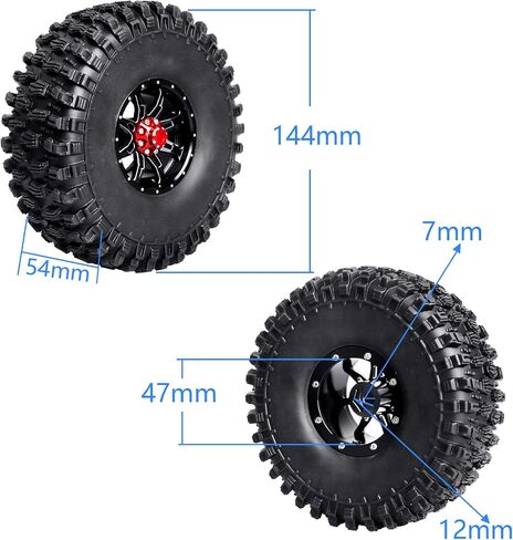 HobbyPark 2.2 Beadlock Wheels and Tires Height 5.67inch/144mm with Foam Inserts for 1/10 RC Crawler, w/Beadlocks Mounting Tool, Set of 4 in Saudi Arabia