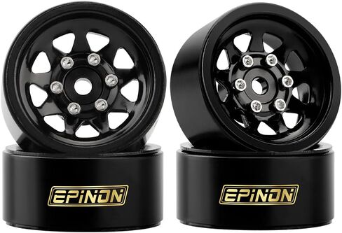 1.0 Beadlock Wheel with Brass Clamp Ring for 1/18 TRX4M 1/24 Axial SCX24 FMS FCX24 RC Crawler Car Upgrade Accessories (4Pcs Black) in Saudi Arabia