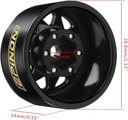 1.0 Beadlock Wheel with Brass Clamp Ring for 1/18 TRX4M 1/24 Axial SCX24 FMS FCX24 RC Crawler Car Upgrade Accessories (4Pcs Black) in Saudi Arabia