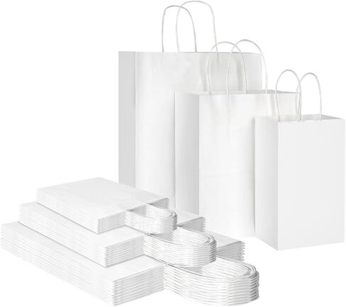 Toovip 90 Pack Plain Brown Kraft Paper Bags with Handles Bulk, Multiple 3 Assorted Sizes Gift Bags for Favors Grocery Retail Party Birthday Shopping Business Goody Craft Merchandise Take Out Sacks in Kuwait