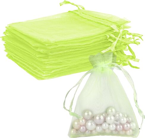 Organza Bags, White Organza Bags, 50Pcs, Sheer Organzas Bag 3 x 4 inch, Jewelry Gift Bags, Party Favor Bags with Drawstring, Mesh Gift Pouches Mini Candy Pouch for Wedding Christmas Party in Kuwait