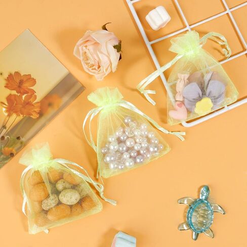 Organza Bags, White Organza Bags, 50Pcs, Sheer Organzas Bag 3 x 4 inch, Jewelry Gift Bags, Party Favor Bags with Drawstring, Mesh Gift Pouches Mini Candy Pouch for Wedding Christmas Party in Kuwait