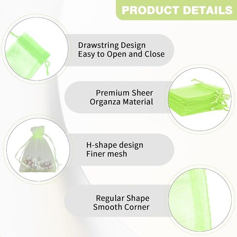 Organza Bags, White Organza Bags, 50Pcs, Sheer Organzas Bag 3 x 4 inch, Jewelry Gift Bags, Party Favor Bags with Drawstring, Mesh Gift Pouches Mini Candy Pouch for Wedding Christmas Party in Kuwait