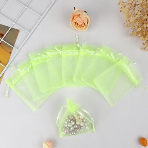 Organza Bags, White Organza Bags, 50Pcs, Sheer Organzas Bag 3 x 4 inch, Jewelry Gift Bags, Party Favor Bags with Drawstring, Mesh Gift Pouches Mini Candy Pouch for Wedding Christmas Party in Kuwait