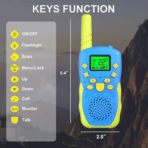 Rechargeable Walkie Talkies for Kids 22 Channels 2 Way Radio Toy with 2×1200mAh Lithium Battery Backlit LCD Flashlight 3 KM Long Range for Boys Girls Birthday (Black) in Saudi Arabia