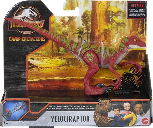 Jurassic World Toys Velociraptor - Jumping Savage Strike Dinosaur Action Figure, Smaller Size, Attack Move Iconic to Species, Movable Arms & Legs, Great Gift for Ages 4 Years Old & Up in Saudi Arabia