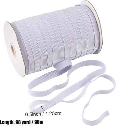 ZEONHEI 2 Roll 1/2 Inch Elastic Bands for Sewing, 196 Yard White Stretch Elastic String, High Elasticity Knit Elastic Spool Soft Flat Elastic Cord for Sewing DIY Craft, 98 Feet Per Roll in Kuwait