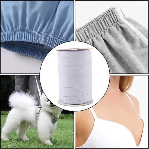 ZEONHEI 2 Roll 1/2 Inch Elastic Bands for Sewing, 196 Yard White Stretch Elastic String, High Elasticity Knit Elastic Spool Soft Flat Elastic Cord for Sewing DIY Craft, 98 Feet Per Roll in Kuwait
