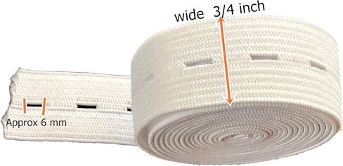 Buttonholes Elastic Flat Sewing Band Spool with Button 15mm, Elastic Stretchable, Ideal for DIY Waistbands,Necklines 3/4 inch × 2 Yards. (Black) in Kuwait