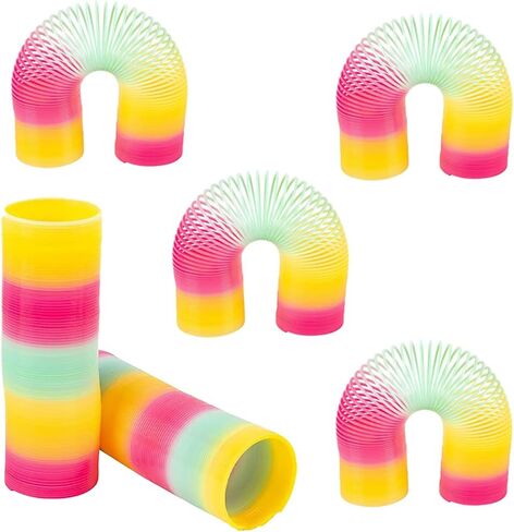 The Dreidel Company Super Long Rainbow Plastic Coil Spring, Party Favor for Kids, 6" (152mm) (3-Pack) in Saudi Arabia