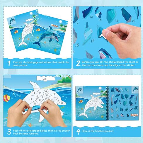 homicozy 4PCS كتب الطلاء ملصقات للأطفال الذين تتراوح أعمارهم بين 4-10، ديناصور رائد الفضاء المحيط الحيوانات تصاميم الطلاء عن طريق الملصقات، ملصق بالأرقام، هدايا عيد ميلاد الحزب للأولاد 4-10، إنشاء 40 صورة في وقت واحد in Saudi Arabia