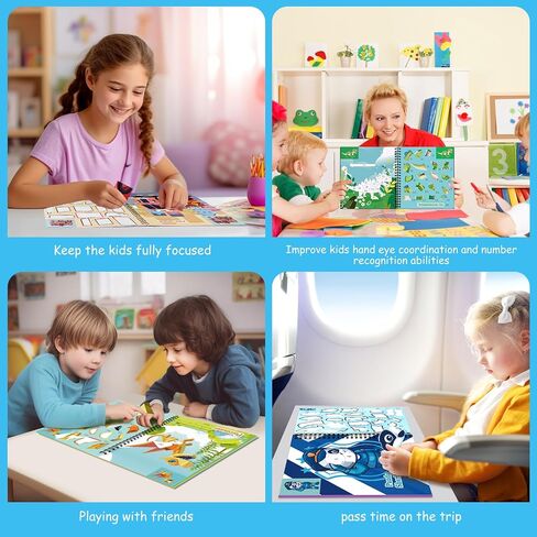 homicozy 4PCS كتب الطلاء ملصقات للأطفال الذين تتراوح أعمارهم بين 4-10، ديناصور رائد الفضاء المحيط الحيوانات تصاميم الطلاء عن طريق الملصقات، ملصق بالأرقام، هدايا عيد ميلاد الحزب للأولاد 4-10، إنشاء 40 صورة في وقت واحد in Saudi Arabia