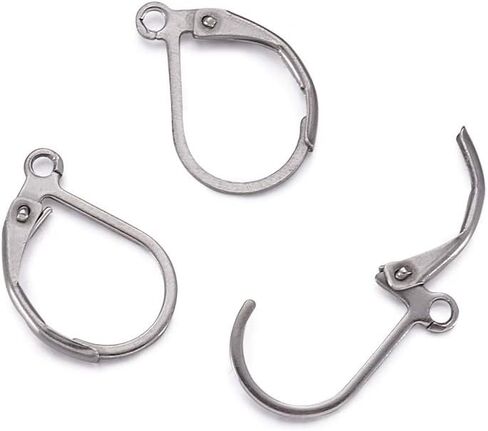 Pandahall 300 قطعة من الفولاذ المقاوم للصدأ حلقات خطاف خطاف جراحي سلك الأذن مع نهاية الكرة سلك الأذن السمك لصنع المجوهرات 22x12x2mm in Kuwait