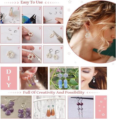 Pandahall 300 قطعة من الفولاذ المقاوم للصدأ حلقات خطاف خطاف جراحي سلك الأذن مع نهاية الكرة سلك الأذن السمك لصنع المجوهرات 22x12x2mm in Kuwait