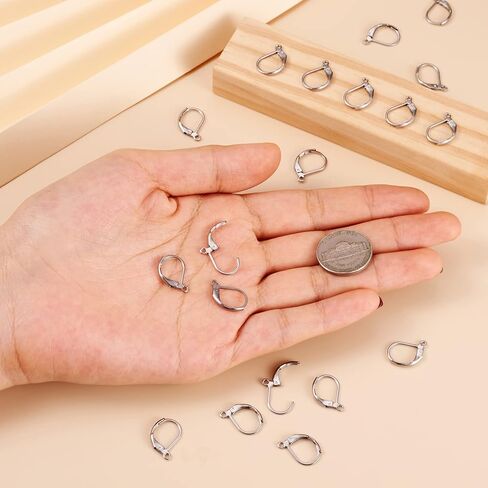 Pandahall 300 قطعة من الفولاذ المقاوم للصدأ حلقات خطاف خطاف جراحي سلك الأذن مع نهاية الكرة سلك الأذن السمك لصنع المجوهرات 22x12x2mm in Kuwait
