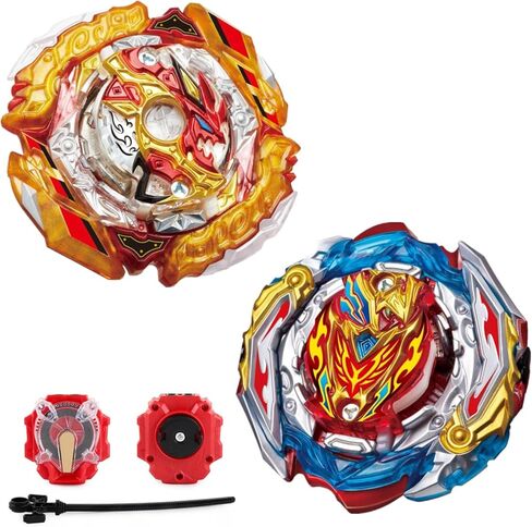 B-201 Zest Achilles Burst Spriggan + قطعة واحدة من قاذفة شرارة، قمصان قتال مع مجموعة قاذفات، مجموعة قاذفات رباعية الجيروسكوبات للأولاد والأطفال وحفلات أعياد الميلاد وفكرة هدية in Kuwait