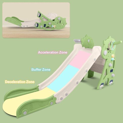 شريحة أطفال GYBest للأطفال الصغار من عمر 1 إلى 3 سنوات، شرائح للأطفال الصغار في الهواء الطلق وداخل المنزل مع طوق كرة سلة، لعبة حلقة ولعبة موسيقية، مجموعة لعب متسلق بلاستيكية قائمة بذاتها للأولاد والبنات (أخضر) in Kuwait