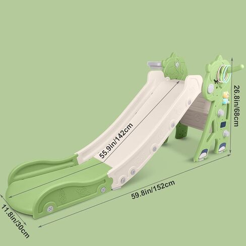 شريحة أطفال GYBest للأطفال الصغار من عمر 1 إلى 3 سنوات، شرائح للأطفال الصغار في الهواء الطلق وداخل المنزل مع طوق كرة سلة، لعبة حلقة ولعبة موسيقية، مجموعة لعب متسلق بلاستيكية قائمة بذاتها للأولاد والبنات (أخضر) in Kuwait