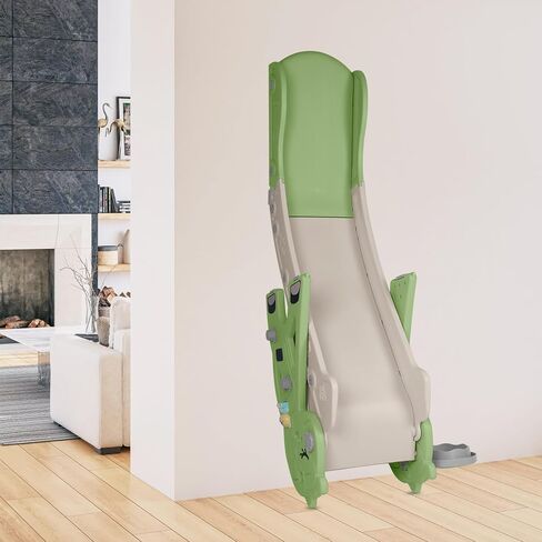 شريحة أطفال GYBest للأطفال الصغار من عمر 1 إلى 3 سنوات، شرائح للأطفال الصغار في الهواء الطلق وداخل المنزل مع طوق كرة سلة، لعبة حلقة ولعبة موسيقية، مجموعة لعب متسلق بلاستيكية قائمة بذاتها للأولاد والبنات (أخضر) in Kuwait