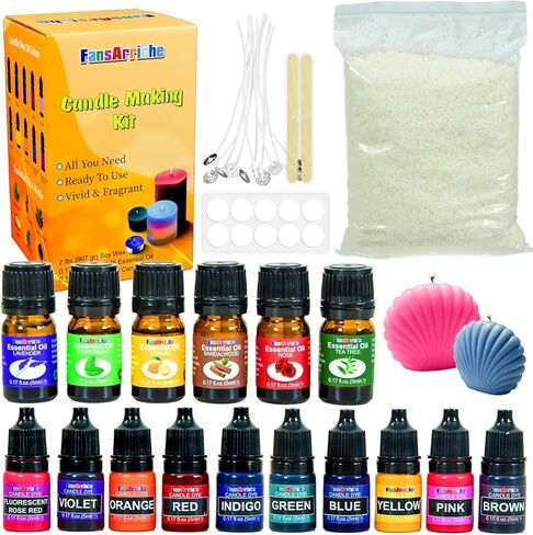 FansArriche Candle Making Kit, Candle Making Supplies for Adults, Full Set DIY Crafts Starter 2lb Soy Wax Candle Making Kit, Perfect as Home Decorations in Kuwait