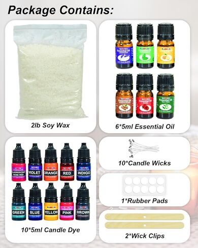 FansArriche Candle Making Kit, Candle Making Supplies for Adults, Full Set DIY Crafts Starter 2lb Soy Wax Candle Making Kit, Perfect as Home Decorations in Kuwait