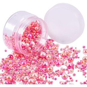 PH PandaHall 1535pcs Undrilled Pearl Beads No Holes Pearl Beads 2.5/3/4/5/6/8mm Mini Bead Vase Filler Faux Pearl for Christmas Table Scatter Wedding Birthday Party Home Decor Jewelry Making White