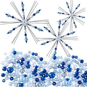 Hotop 24 Pieces Snowflakes Metal Wires Snowflake Form with 400 Mixed Color and Sizes Pearl Beads Fun Beading Project 3 Sizes Christmas Snowflakes Ornament Kit for Christmas Handicraft DIY Accessories in Saudi Arabia