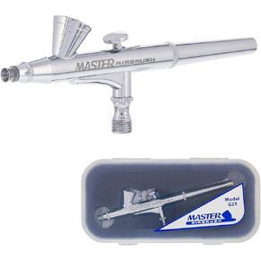 Master Airbrush Model G25 Multi-Purpose Dual-Action Gravity Feed Airbrush, 0.2mm Tip and 1/16 oz. Fluid Cup - User Friendly, Versatile Set Kit - Illustration, Art, Nails, Cake - How-to-Airbrush Guide