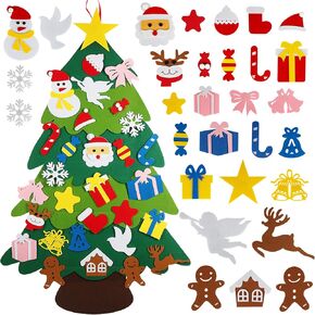 شجرة عيد الميلاد من Advantez، شجرة عيد الميلاد DIY، 3.35 قدم و30 قطعة من الزينة، شجرة عيد الميلاد للأطفال الصغار، معلقة على الحائط، لوازم منزلية لتزيين حفلات عيد الميلاد in Kuwait