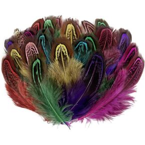 100pcs Red Pheasant Feathers 2-3 Inches Fluffy Spotted Plumage Feather for Dream Catcher Crafts Sewing Clothing Decoration