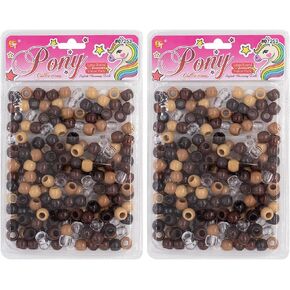 410 Pcs Beads Jewelry Making Kit DIY Hair Braiding Bracelet Ornaments Crafts Large Round Clear Assorted Pony +2 Beaders Included (Black/White/Clear)